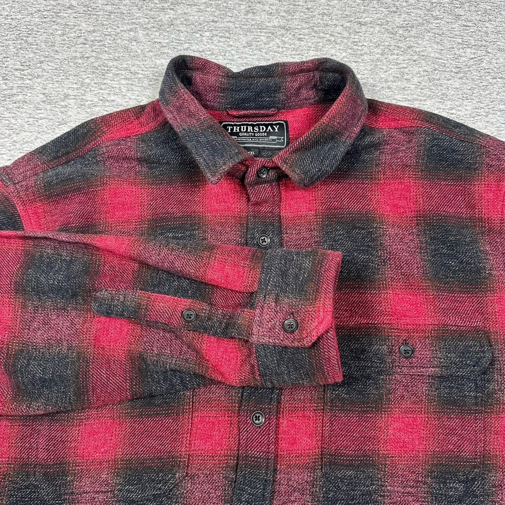 Thursday Boot Company Shirt Mens XXL Red Black Plaid Flannel Summit Athletic Fit